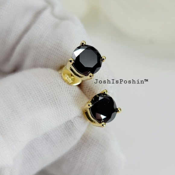 2CT. T.W. Black Moissanite stud earrings in 18K gold over sterling silver - Picture 11 of 13